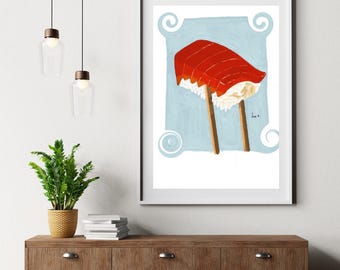 Sushi Digital Print | Cute Japanese Food Wall Art | Printable Kitchen Decor | Fun Culinary Illustration | Foodie Artwork