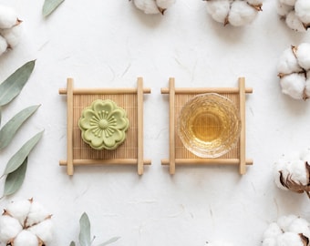 Handwoven Bamboo Tea Coaster, Japanese Wabi-Sabi Decor, Matcha Accessory