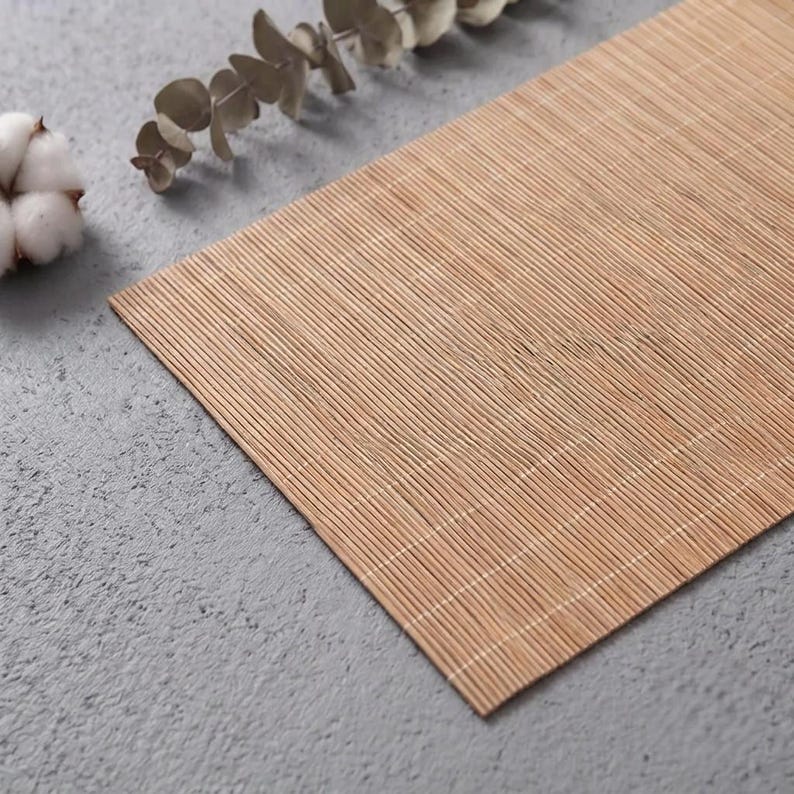 Bamboo Tea Table Runner, Japanese Matcha Tea Ceremony Mat, Handwoven Zen Tea Tray Decor, Natural Bamboo Mat, Wabi Sabi Table Decor image 7