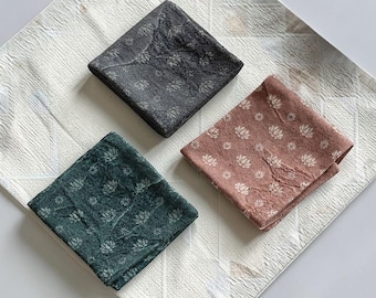 Ethereal Lotus Chakin, Burn-out Linen Tea Runner, Zen Studio Decor, Mindful Ritual Accessory