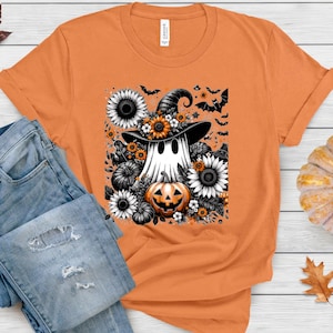 Halloween Ghost & Pumpkin T-Shirt: Spooky Unisex Fall Tee