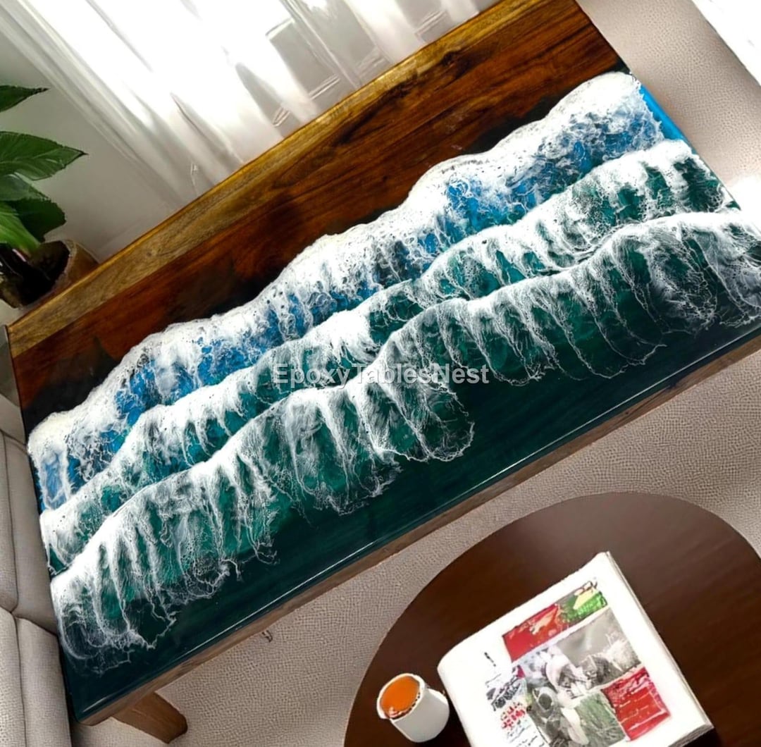 Handcrafted Ocean Wave Epoxy Resin Table – Coastal Decor Statement ...