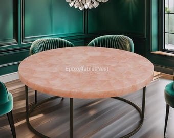 Luxury Pink Rose Quartz Coffee Table | Handmade Gemstone Accent Table