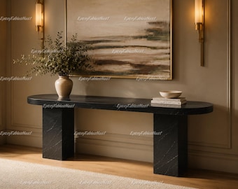 Handmade Black Spider Marble Console | Luxury Entryway Table | Furniture Black Spider Stone Console Table Custom Black Spider Marble Console