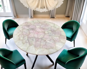 Pink Agate Quartz Coffee Table | Modern Crystal Resin Table