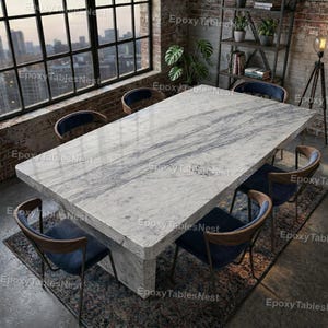 Mesa de comedor de mármol Calacatta – Mesa de cocina de piedra de Carrara blanca – Mesa de comedor rectangular de lujo moderna – Mesa de muebles de mármol a medida
