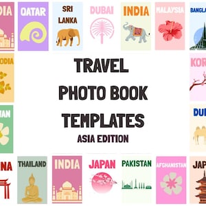 20 Travel Photobook Cover templates. Asia Edition, customisable in Canva