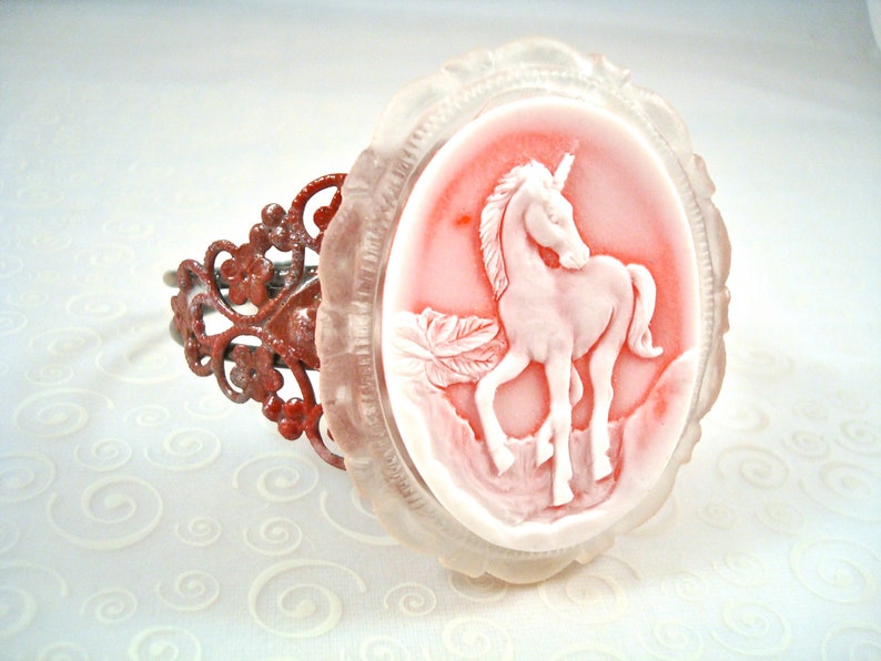 Red Fairytale Unicorn Cuff Bracelet Victorian Fantasy