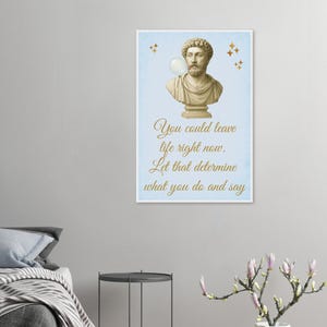 Póster enmarcado con cita estoica: Burbuja de agua, Marco Aurelio, arte mural semibrillante