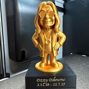 Statue commémorative d&#39;Ozzy Osbourne 15 cm : figurine hommage imprimée en 3D, PLA or