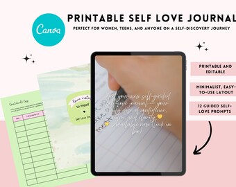 Printable Self Love Journal | Guided Prompts for Positivity, Healing & Self Growth