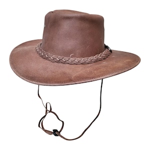 Men&#39;s Brown Suede Leather Outback Cowboy Hat