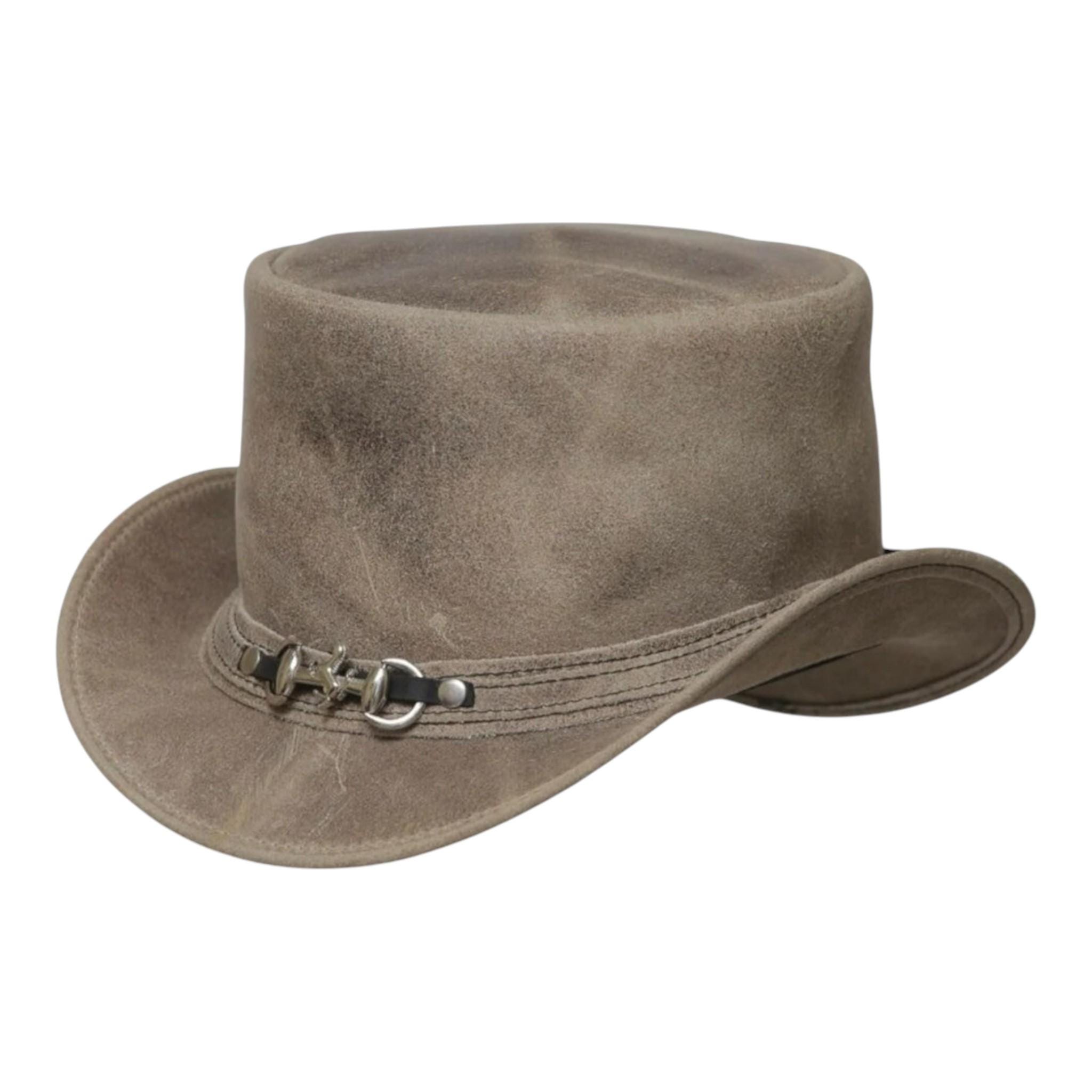 Handmade Distressed Suede Leather Top Hat, Steampunk Western  display picture 1