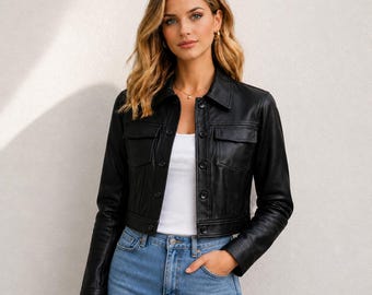 Handmade Genuine Leather Black Jacket | Women's Slim Fit Outerwear