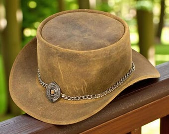 Vintage Brown Suede Outback Fedora Hat Western Boho Distressed Small Suede Fedora Brown Vintage Hats for Men for sale | eBay main image 3