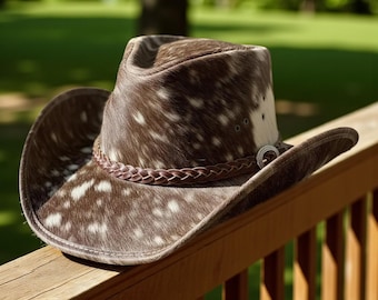 Handmade Hair-On Cowhide Cowboy Hat | Western Rodeo Outback Hat