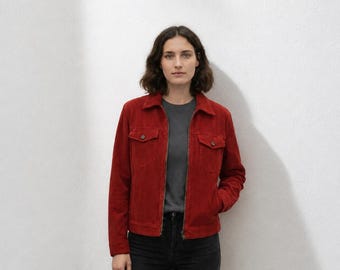 Modern Women’s Corduroy Jacket in Dusty Rose – Minimalist Casual Style