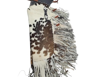 Handmade Cowhide Western Chinks | Rodeo Riding Chaps with Fringe
