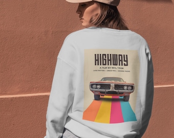 Retro T-shirt met Muscle Car-poster | T-shirt met afbeelding van Highway Film, Rainbow Road