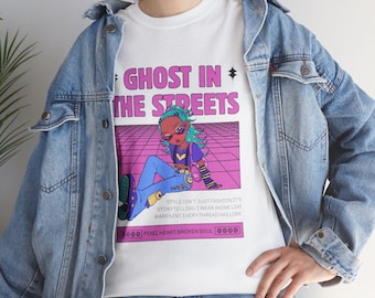 Y2K Anime Streetwear PNG | Ghost In The Streets Graphic Tee Design (Digital Download)