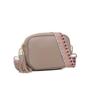 Genuine leather camera bag in colour beige
