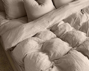 Musselin Bettwäsche 135x200 + 80x80 cm, mit Reißverschluss, Premium Baumwolle, bügelfrei, Allergiker Geeignet, ÖKÖ TEX Zertifiziert