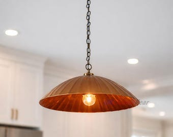 Mid-Century Modern Flush Mount Ceiling Light | Brass pendant Chandelier | Minimalist Rustic Lighting Fixture