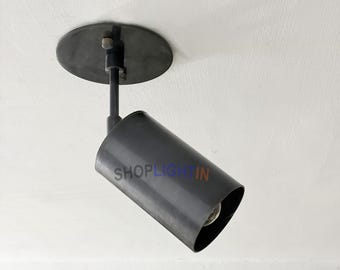 Antiqued Brass Spotlight: Adjustable Ceiling flush Mount Light, Wall Sconce