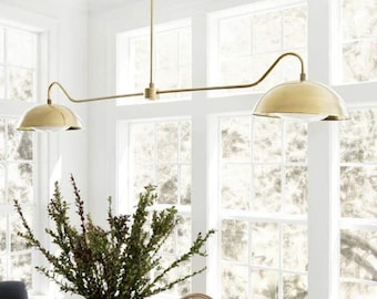 Modern Brass Linear Chandelier, Kitchen Island Lighting, Dining Room Light Fixture