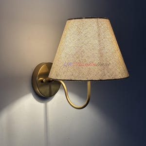 1950s Wall Lamp with Shade | Mid Century Modern Wall Light | Wall Mounted Lighting Fixture | Antique Brass Wall Sconce