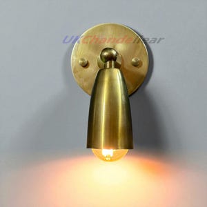 Antique Brass Wall Sconce Light - Mid-Century Modern Brass Wall Lamp - Hard Wired Wall Light Fixtures for Hallway, Bedroom, Bathroom