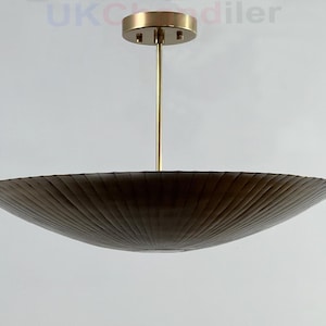 Raw Brass Sputnik Chandelier: Mid Century Modern Flush Mount Light