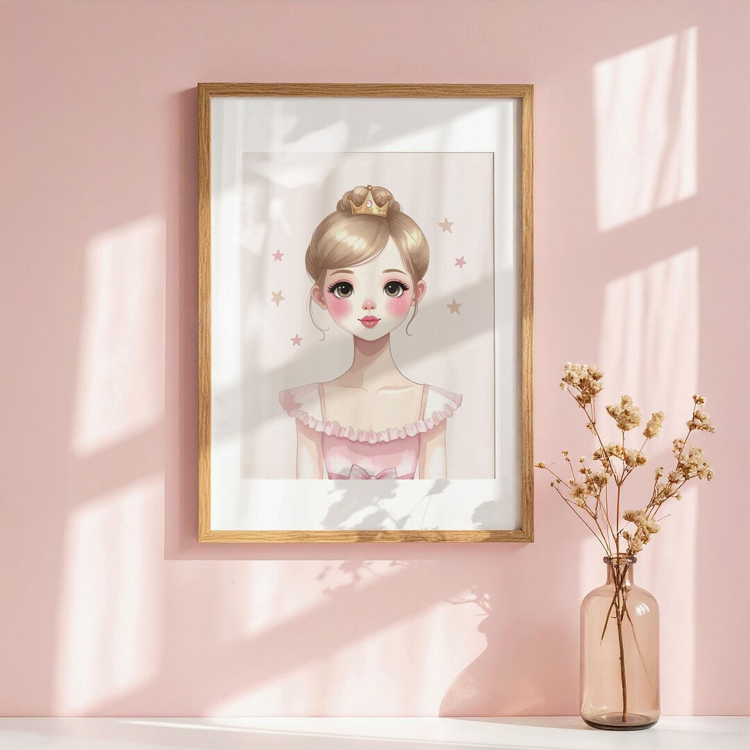 Princess Nursery Poster | Cute Girl Wall Art With Crown | Pastel Baby ...