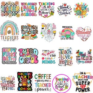 Teacher Sublimation PNG Bundle,  preppy teacher PNG, teacher png, Retro teacher png, preppy teacher png, teacher PNG, boho  teacher png,