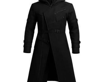 Cyberpunk Trenchcoat: Kapuzen Gothic Streetwear - Handgemacht