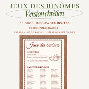Wedding Pairs Game, Christian themed game, Baptism, Communion, 120 Guests, 60 Pairs, Duos Game, Wine of Honor Animation, Canva