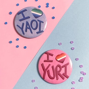 Botões Yaoi e Yuri, alfinete de 2,25 polegadas