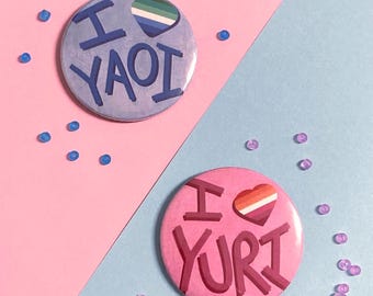 Yaoi and Yuri buttons, 2.25 inch pinback