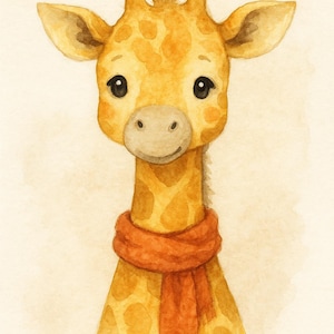 Whimsical Giraffe Watercolor Print Digital Nursery Wall Art