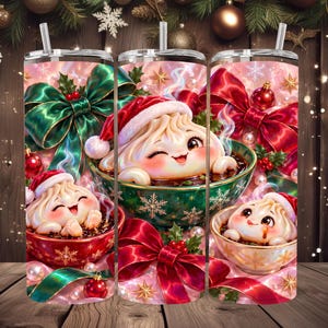 クリスマス餃子タンブラーラップ PNG 20オンス スリム、かわいい餃子ホットソース昇華デザイン、かわいいホリデーフードカップラップ、デジタルダウンロード