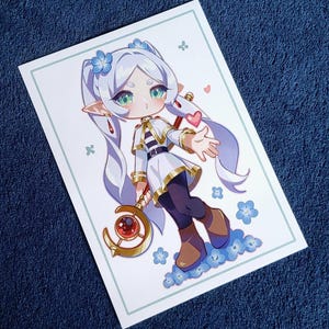 Frieren: Beyond Journey&#39;s End Art Print - Chibi Frieren - 5x7 Wall Decor
