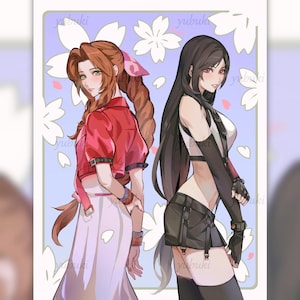 Final Fantasy VII Art Print - Tifa and Aerith - 8.5x11 Wall Decor