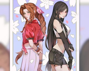 Lámina artística de Tifa y Aerith - Decoración de pared