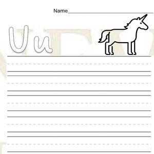 Alphabet Tracing Worksheets U-W