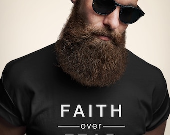 Faith Over Fear T-shirt, Religious Graphic Tee, Christian Gift, Inspirational Shirt, Catholic Apparel, Faith Minimalist Top