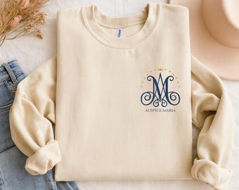 Mother Mary Latin Sweatshirt, Catholic Marian Monogram Sweatshirt, Latin Blessed Virgin Mary Pullover, Holy Mother Shirt, Blessed Mother Tee
