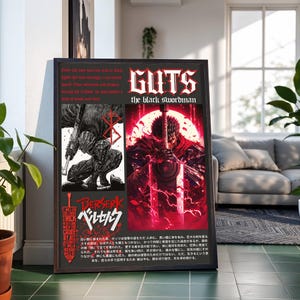 Berserk Anime Poster: Guts, The Black Swordsman (Digital Download A2-A5)