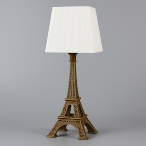 Eiffel Tower Lamp with White Shade – Paris Inspired Home Decor – Bronze PLA Table Lamp - RGB Lamp