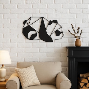 Geometric Panda Metal Wall Art: Modern Minimalist Animal Decor