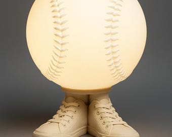 Baseballförmige Nachtlampe mit Turnschuhsockel - Einzigartiges 3D-gedrucktes Sportdekorlicht